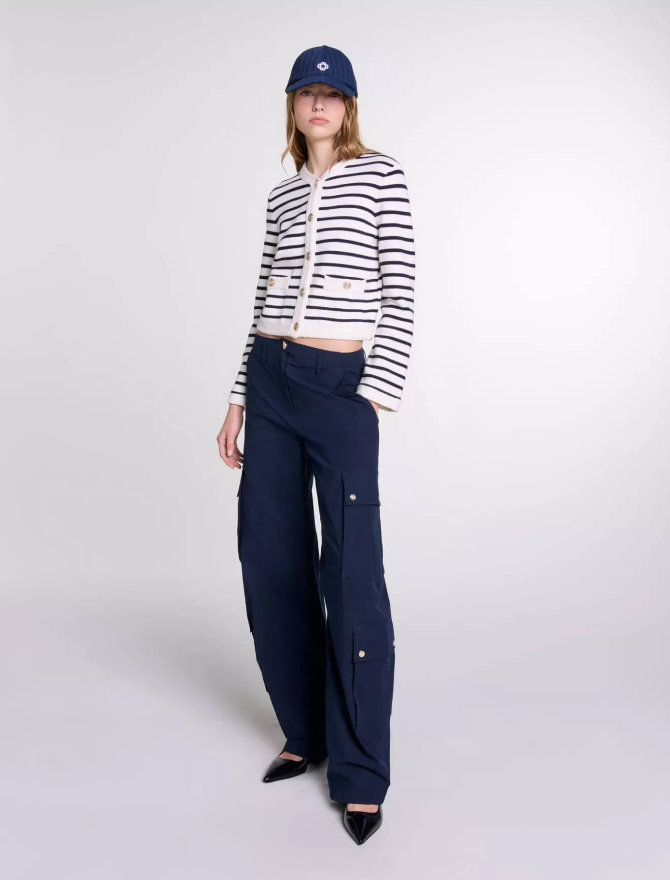 Cardigan en maille à rayures-Maje Best