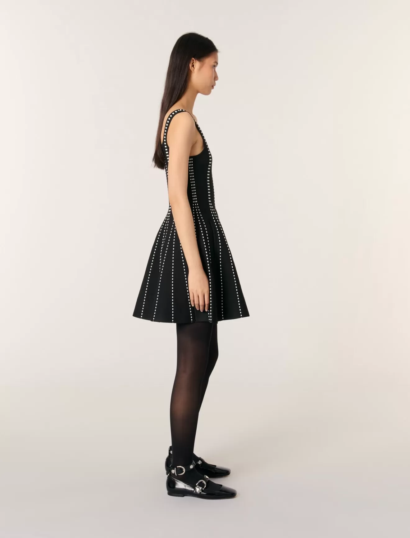 Robe courte en maille jacquard-Maje Sale