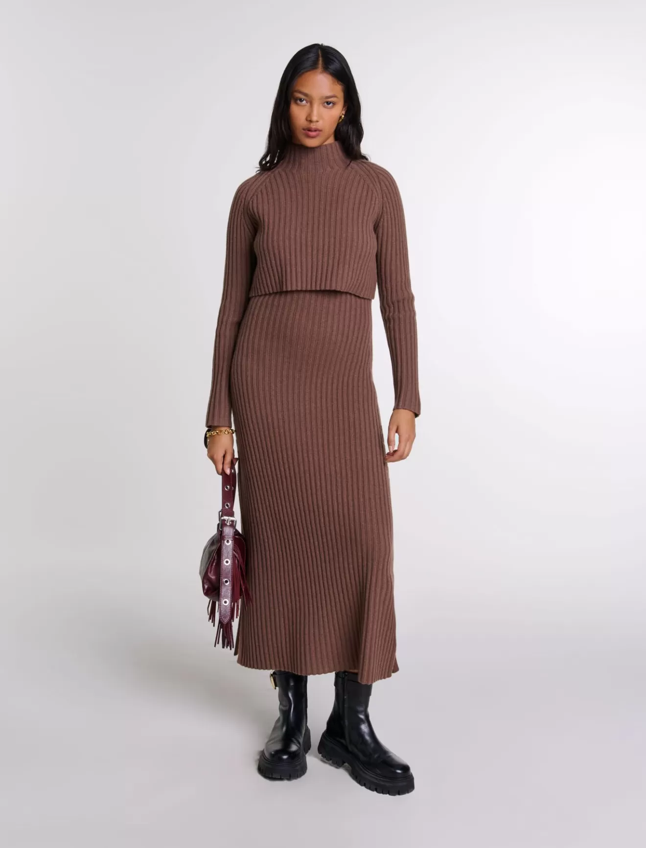 Robe longue 2-en1 en laine-Maje Fashion