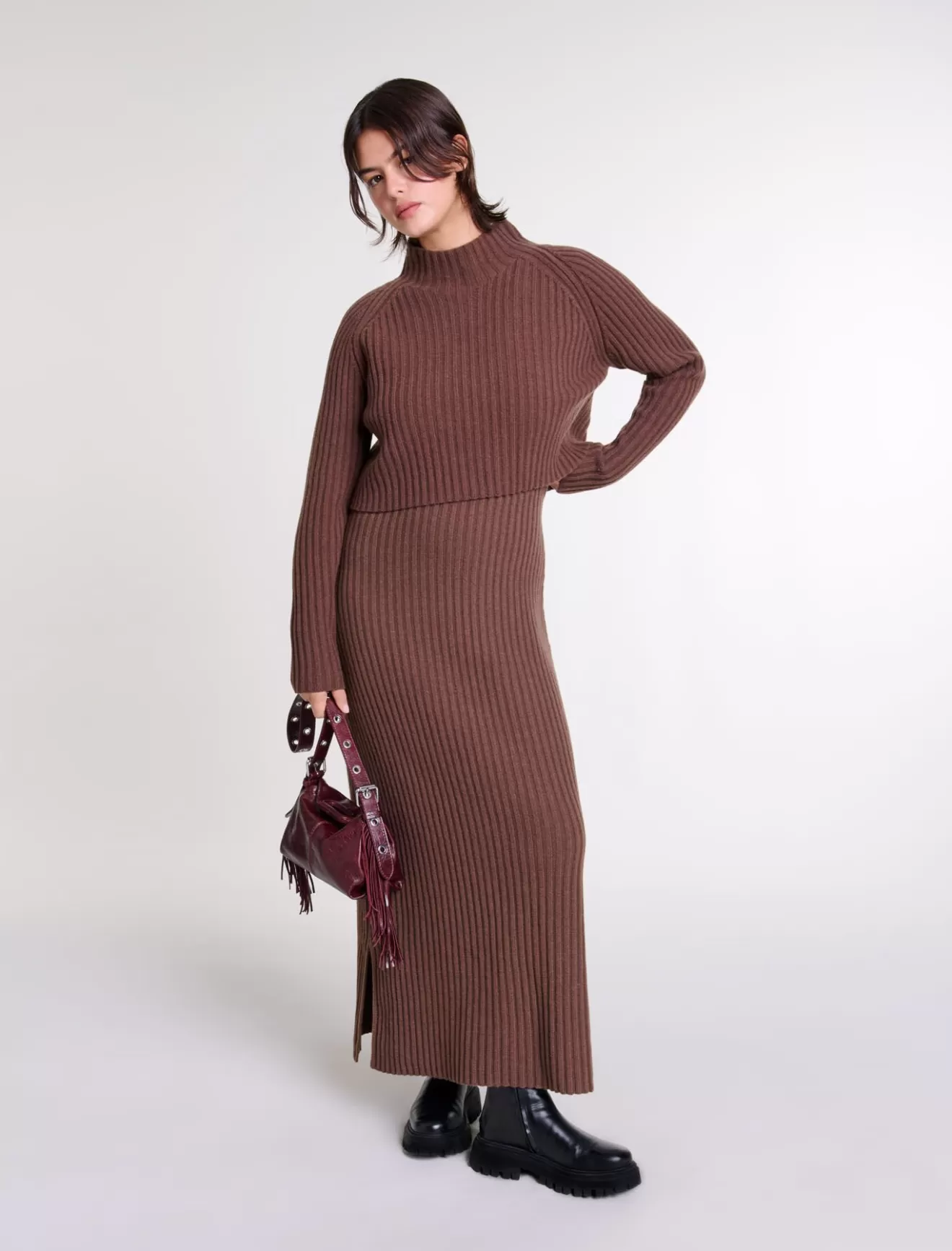 Robe longue 2-en1 en laine-Maje Fashion
