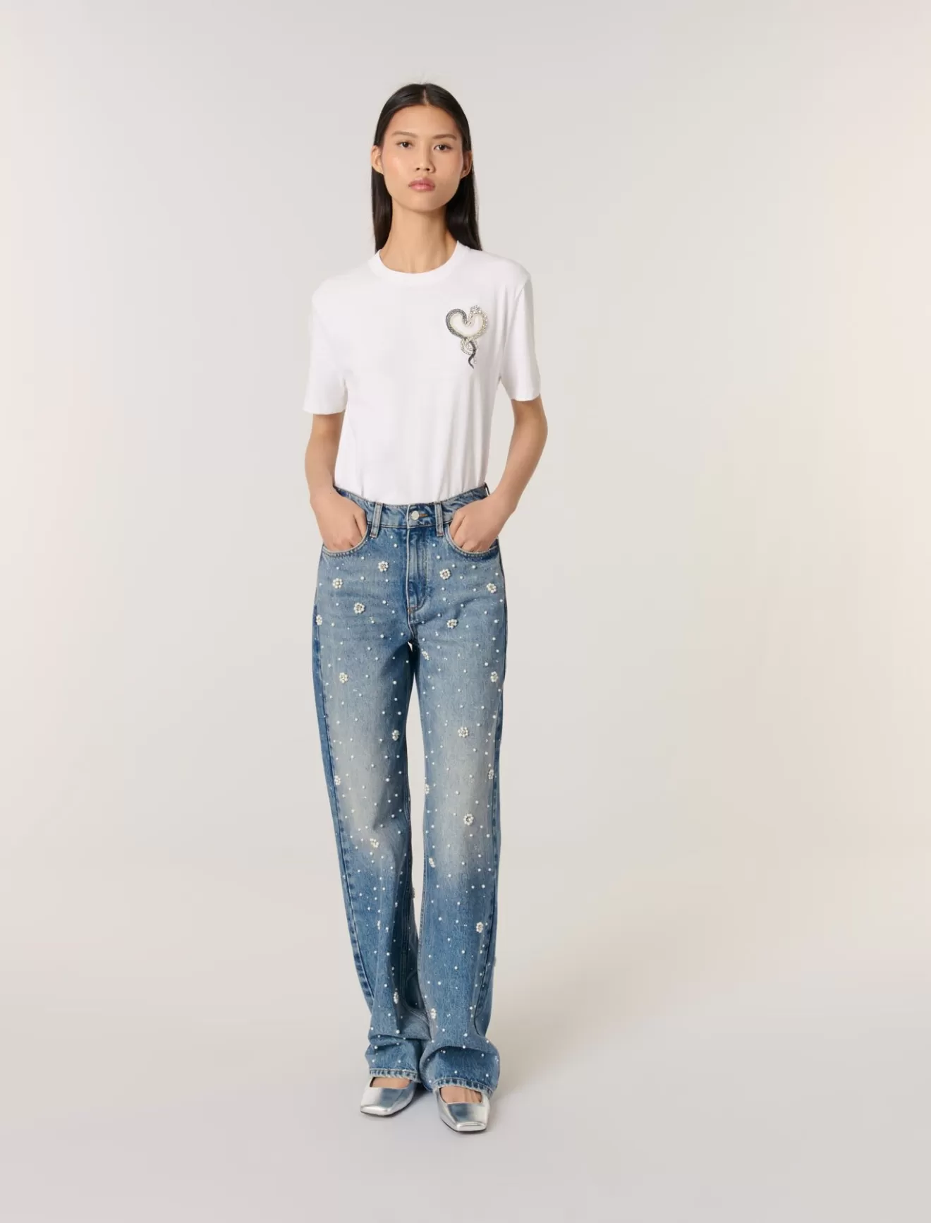 Tee-shirt brodé-Maje Discount