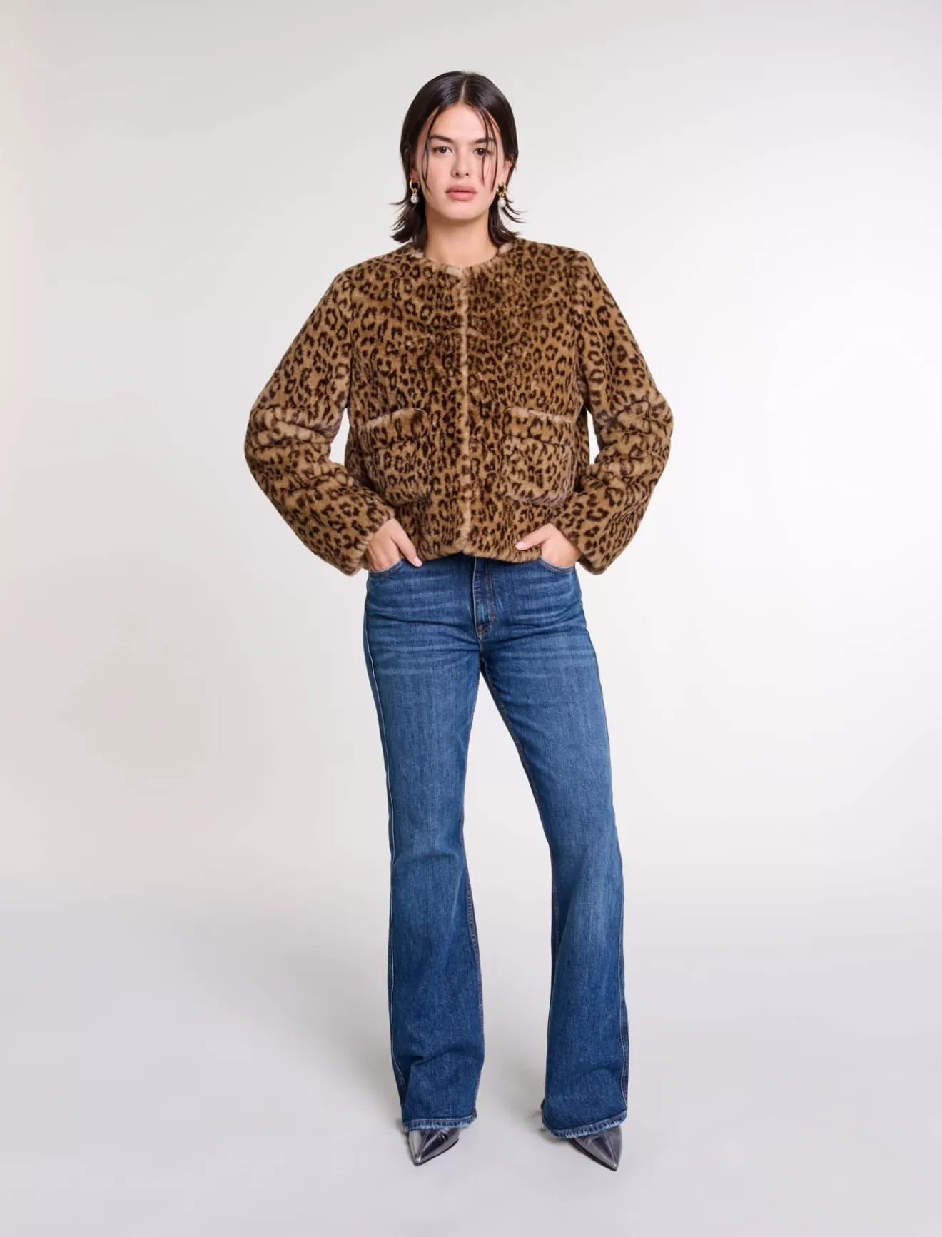 Veste courte en fausse fourrure-Maje Store